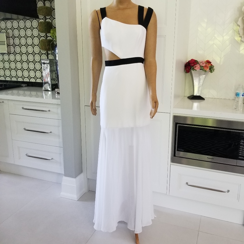 Elegant White and Black Evening Gown